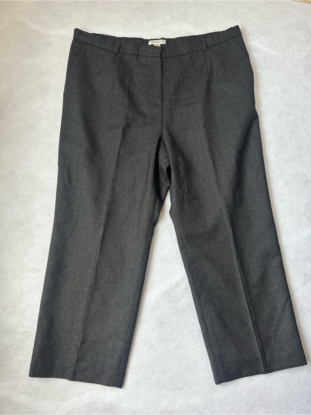 Pendleton Women’s 20W Charcoal 100% Virgin Wool Flat Front Dress Trouser Pants